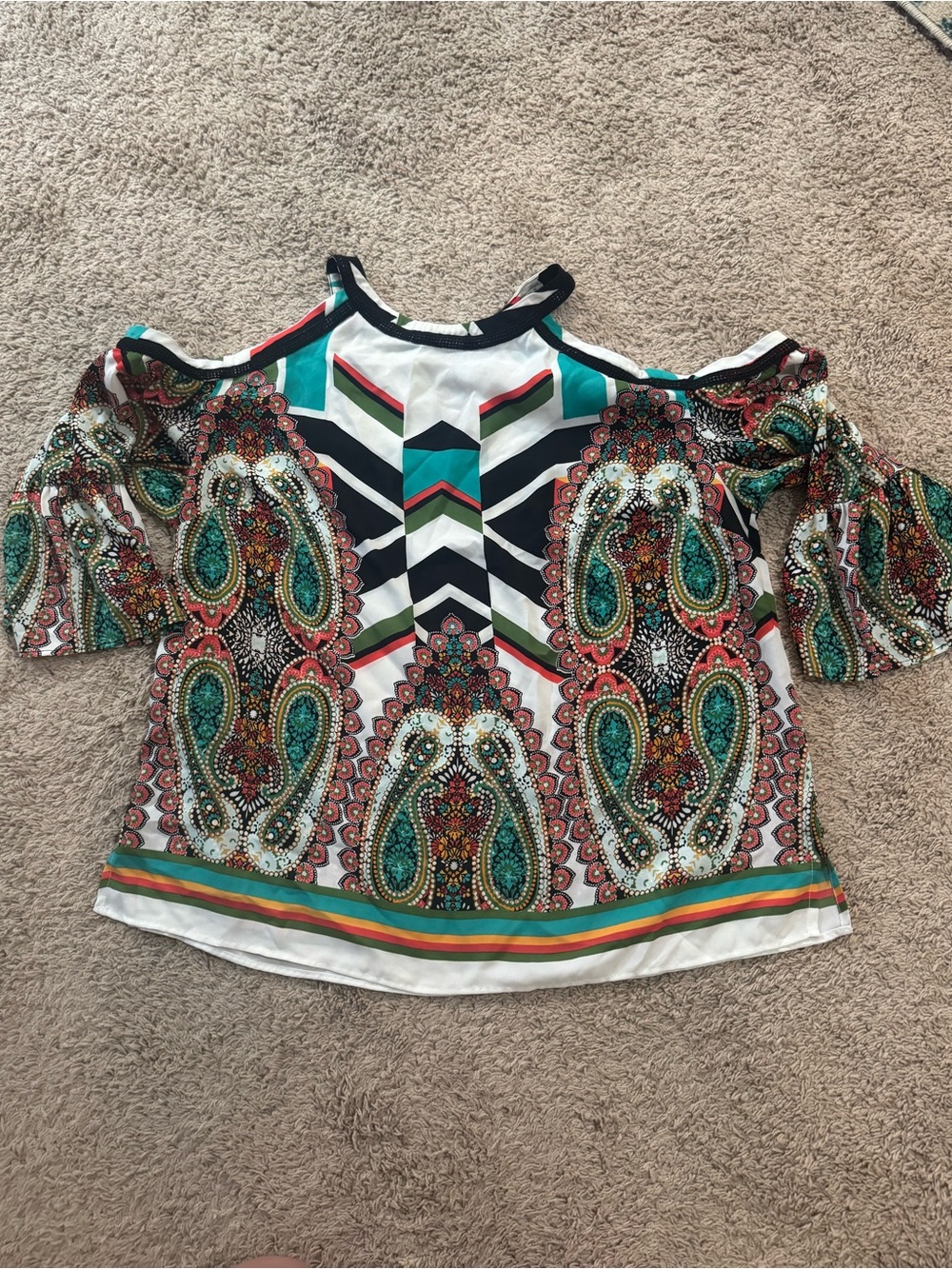 Ny&Co Women's Multicolor Cold-Shoulder Paisley Print Top